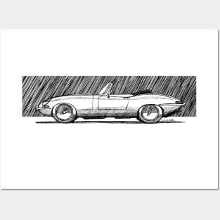 Sketchy drawing of the wonderful british classic roadster Posters and Art